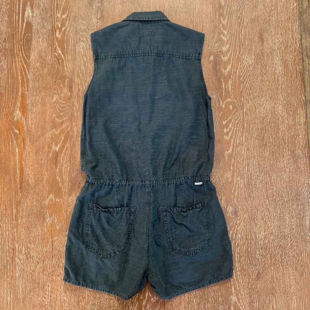 MOTHER denim sleeveless shorts romper w pockets  in Teal Size M - Picture 9 of 15